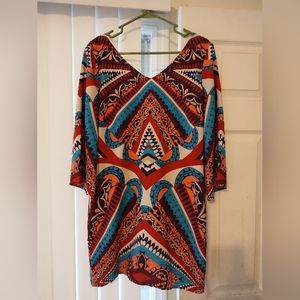 Pink Owl Dress Size SMALL VNeck line front Back Beautiful